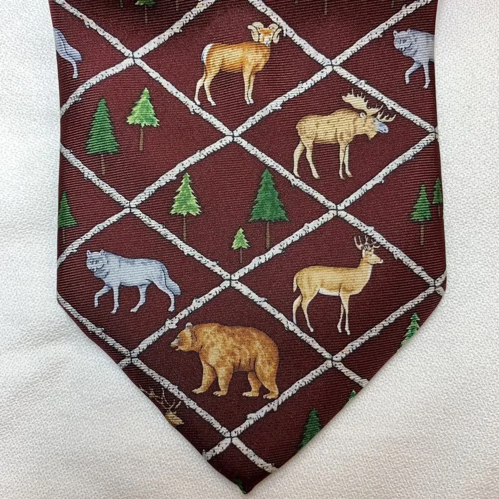 Alynn Neckwear North American Wildlife Necktie Tie Silk USA Bear Wolf Moose Deer